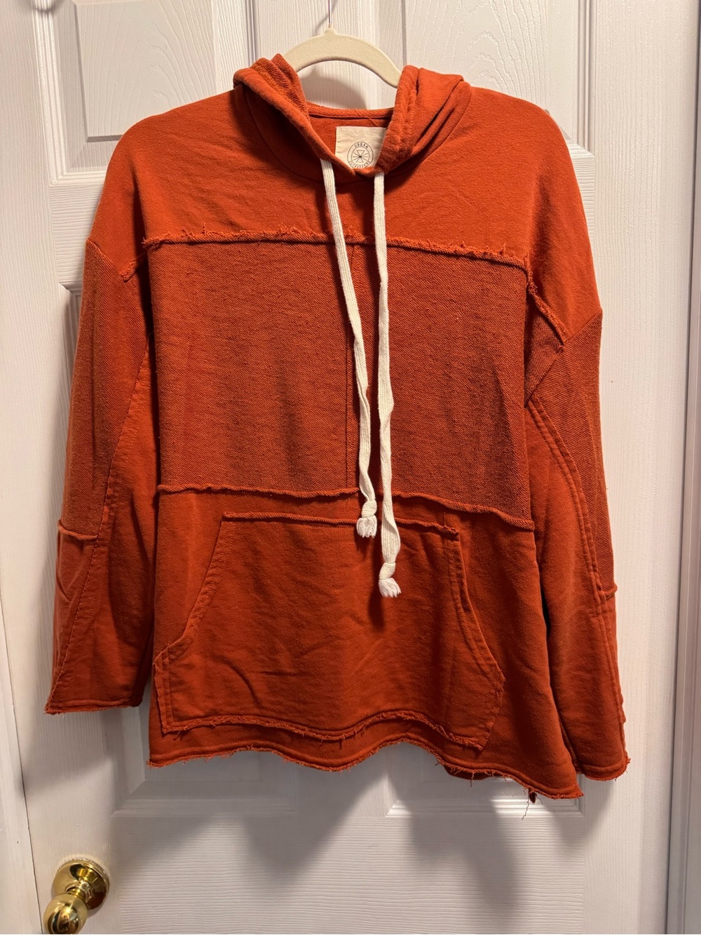 Urban Outfitters Rust Orange Deconstructed Raw Edge Pullover Hoodie S-P
